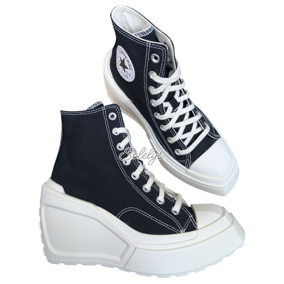 Converse High-Top Black and White Wedge Sneakers - Picture 10 of 10